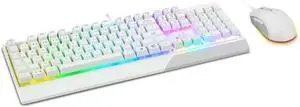 GK30 Combo White, 6-Zone RGB GK30 Gaming Keyboard & GM11 Gaming Mouse, Water Repellent & Splash-Proof, 5000 DPI