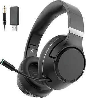 Wireless Bluetooth Headsets with Microphone for Computer, Headphone Foldable Over Ear Soft 40H with Retractable Mic