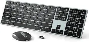 Wireless Keyboard and Mouse Combo - Ultra Slim- 2.4GHz Wireless Connection-Adjustable 1600 DPI Compact (Blue-Black)