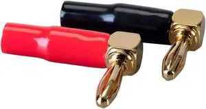 10 Pair Right Angle 24k Gold Plated Banana Speaker Wire Cable Screw Plug Connectors (121915) Black/Red