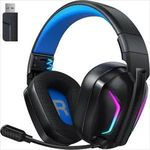 Wireless Gaming Headset with Microphone for PC, PS5, PS4, Bluetooth Gaming Headphones - Fast Charge 50Hr Battery