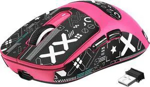 Wireless Gaming Mouse, PAW3395 26K DPI Sensor,200h Battery Life, Buttons for PC/Mac/Win (Berry)