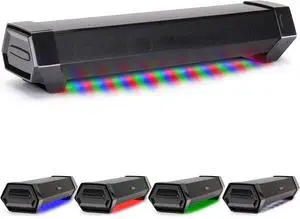 Gaming Computer Speakers Sound Bar - Under Monitor Soundbar LED Speaker with 40W Peak Power, 3 LED Color Modes