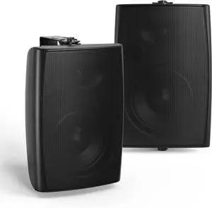 4" Passive Outdoor Speakers Waterproof Wired, 200W Wall Mount Speakers with Superior Sound, for Patio/Deck/Backyard (Pair, Black)