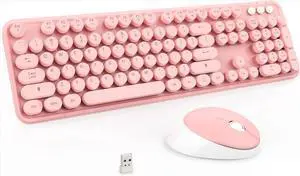 Wireless Keyboard and Mouse Combo, for PC Laptop,Desktop,Windows, Home and Office Keyboards(Pink White)