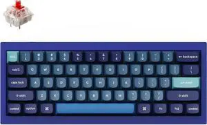 FOR-Wired  Mechanical Keyboard, 60% Layout QMK/VIA Programmable Macro with Hot-swappable Gateron G Pro Red Switch Double Gasket Compatible (Navy Blue)