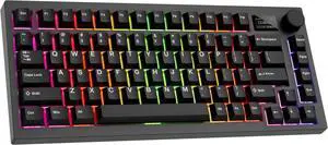 RGB Mechanical Gaming Keyboard with Customizable LCD Screen, Multi-Function Knob, Gasket Mount,Swappable Sockets Black