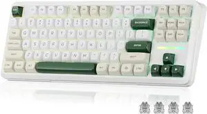 Tri Mode BT5.0/2.4G/USB-C 75% 81 Keys TKL Custom Hot Swappable Gaming Keyboard, RGB Gasket Computer Creamy Keyboard, for PC/MAC