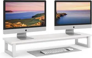 39Inch Large Monitor Stands for 2 Monitors, Computer Monitor Stand, Wooden Desktop Oraganizer Shelf for Office Desk Computer,Laptop,