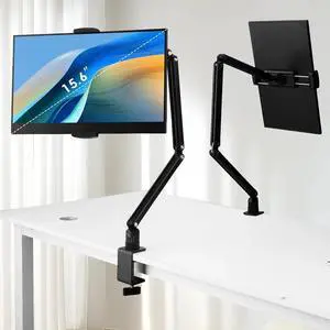 Tablet Stand Holder for ipad,Kindle,Portable Monitor Stand Holder 15.6'' Max,Foldable Tablet Mount Arm for ipad with 360°Rotate Base