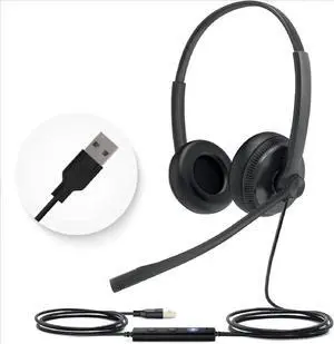Stereo Wired Headphones with Noise Cancelling Microphone,Professional Work Headphones for VoIP Phone PC Computer Call Center Office