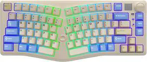 Wireless Mechanical Gaming Keyboard Tri-Mode BT5.0/2.4G/Wired with Joystick and Knob, 75% Layout RGB Backlit Hot Swappable Linear Switches