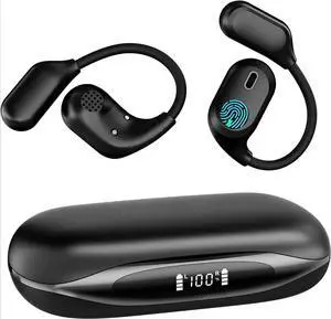Open Ear Headphones,with LED Dgital Display, IP54 Waterproof Sports Headphones for Running, Cycling and Gym (Black)