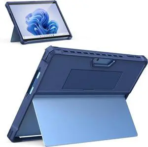 13 Inch, All-in-One Protective Rugged Cover with Hand Strap, Compatible with Type Cover Keyboard, Blue