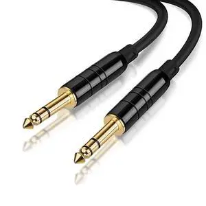 1/4 TRS Cable, [2-Pack 50FT] 1/4 Inch to 1/4 Inch 6.35mm Balanced Stereo Audio Cable for Studio Monitors,Mixer,Yamaha Speaker/Receiver,Black