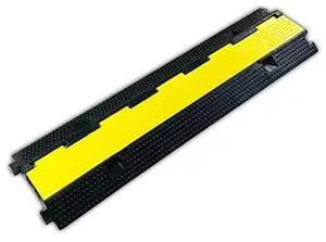 1 Pack Rubber Cable Ramp Hose Cable Protector Ramp 2 Channel 22000Lbs Load Capacity Traffic Speed Bump Wires Power Lines Extension Cord Cover for Indoor Outdoor