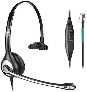 forCorded Telephone Headset Mono wNoise Canceling Mic Compatible with ShoreTel Plantronics Polycom Zultys Toshiba NEC Aspire Dterm Nortel Norstar Meridian Packet8 Landline DeskphonesF600S2