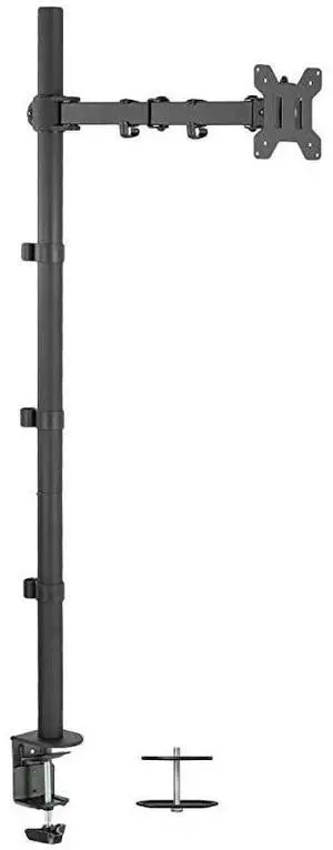 Extra Tall Single Monitor Desk Mount Stand with 39 inch Standup Pole Fully Adjustable Extended Arm Fits 1 Screen up to 27 inches STANDV011