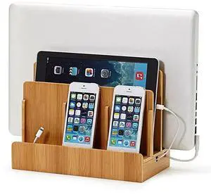 FOR GUS MultiDevice Charging Station Dock Organizer Multiple Finishes Available for Laptops Tablets and Phones Strong Build EcoFriendly Bamboo