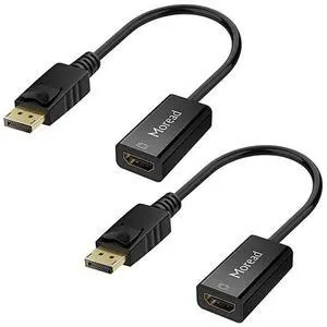 FOR DisplayPort to HDMI Adapter 2 Pack GoldPlated Display Port to HDMI Converter DP to HDMI Cord Male to Female Compatible with Computer Desktop Laptop PC Monitor Projector HDTV Black
