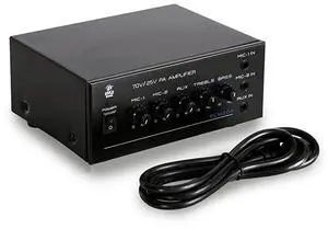 FOR Compact Mini Home Power Amplifier 40W Smart Small Audio Stereo Receiver w AUX 2 Microphone IN COM8Ohm25V70V Speakers LED Input Selector For PA Amplified Speaker Sound System  PCM20A Black