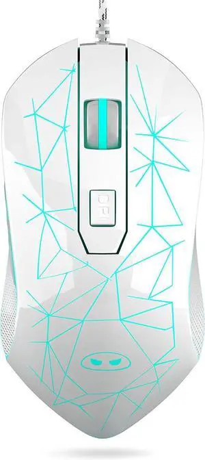 G6 Wired Gaming Mouse Ergonomic USB Optical Mouse with 7 Colors Breathing LED Backlit 6 Adjustable DPI Levels from 600 to 3200 for Laptop PC Computer Games & Work White