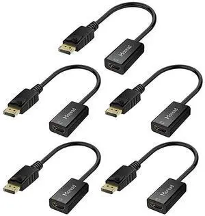 FOR isplayPort to HDMI Adapter 5 Pack GoldPlated Display Port to HDMI Converter DP to HDMI Cord Male to Female Compatible with Computer Desktop Laptop PC Monitor Projector HDTV Black