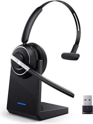 FOR Bluetooth Headset Wireless Headset with Microphone for PC V5.2 Computer Headset with Noise Cancelling Mic USB Dongle Charging Base & Mute Button for Work Cell Phones Computer Call Center Zoom