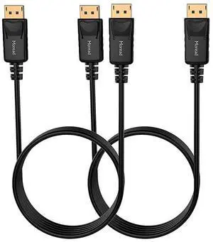 DisplayPort to DisplayPort Cable 6 Feet 2 Pack GoldPlated Display Port Cable 4K60Hz 1440p144Hz DP Cable Compatible with Computer Desktop Laptop PC Monitor Projector Black