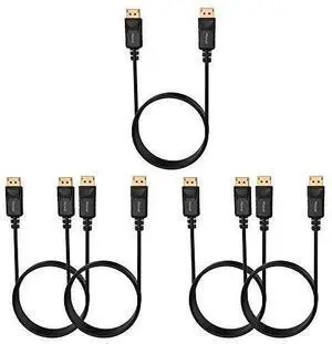 DisplayPort to DisplayPort Cable 6 Feet 5 Pack Gold-Plated Display Port Cable (4K@60Hz 2K@144Hz) DP Cable Compatible with Computer Desktop Laptop PC Monitor Projector - Black
