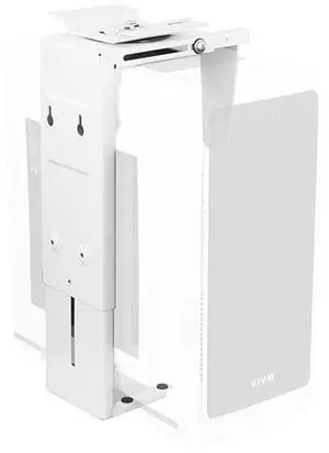 FOR Adjustable Under Desk and Wall PC Mount Computer Case Holder with 135 Degree Swivel White MOUNTPC01W