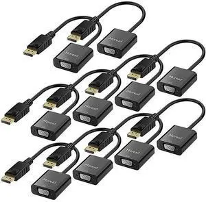 FOR DisplayPort DP to VGA Adapter 10 Pack GoldPlated Display Port to VGA Adapter Male to Female Compatible with Computer Desktop Laptop PC Monitor Projector HDTV Black