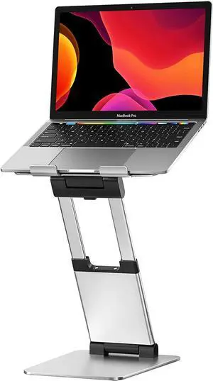 Ergonomic Laptop Stand for Desk Sit to Stand Laptop Riser Adjustable Height up to 21 Standing Computer Stand Promote Healthy Posture Compatible with MacBook Air Pro All Laptops 10-17-Silver