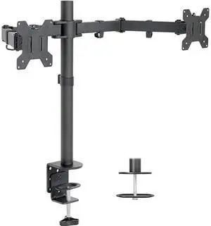 FOR Dual Monitor Stand Up Desk Mount Extra Tall 39 inch Pole Fully Adjustable Stand for up to 27 inch Screens STANDV012