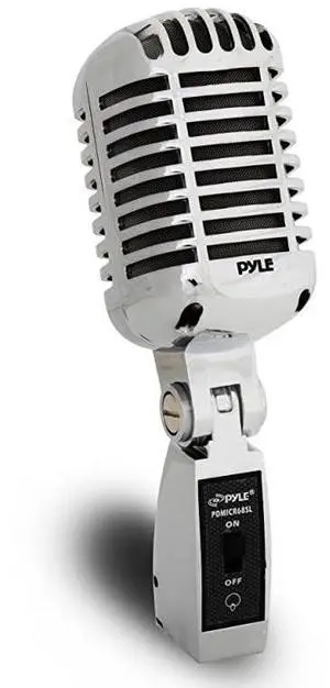 FOR Classic Retro Dynamic Vocal Microphone Old Vintage Style Metal Unidirectional Cardioid Mic with XLR Cable Universal Stand Adapter Live Performance Studio Recording PDMICR68SL Silver