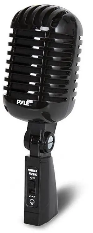 FOR-Classic Retro Dynamic Vocal Microphone Old Vintage Style Unidirectional Cardioid Mic with XLR Cable Universal Stand Compatible Live Performance In Studio Recording  Pro PDMICR42BK Black
