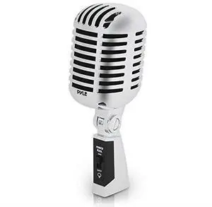 FOR-Classic Retro Dynamic Vocal Microphone Old Vintage Style Unidirectional Cardioid Mic with XLR Cable Universal Stand Compatible Live Performance In Studio Recording  Pro PDMICR42SL Silver