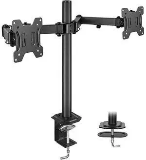 FOR Dual Monitor Stand for 13-27 inch Screens, Heavy Duty Fully Adjustable Monitor Desk Mount, VESA Mount with C Clamp, Each Arm Holds 4.4 to 17.6lbs