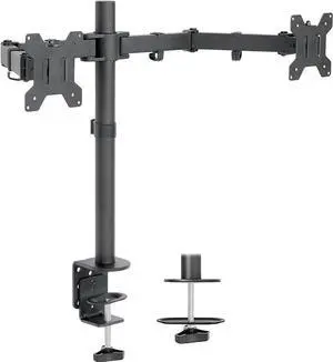 forDual LCD LED 13 to 27 inch Monitor Desk Mount Stand Heavy Duty Fully Adjustable Fits 2 Screens STAND-V002