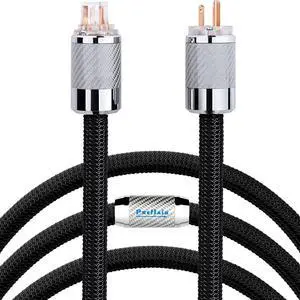 forAudiophile HiFi Power Cord 12AWG US AC Mains Supply Cable Wire Carbon Fibre Red Pure Copper Plug IEC320-C15 Female Connector 125V/15A for Speaker Subwoofer Turntable AMP DAC. (1.0M / 3.3Ft)