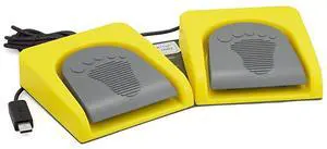 USB Double 2 Foot Switch Control Pedal Video Game Customized PC Keyboard Multimedia Key Free Drive HID for Push to Talk Yellow