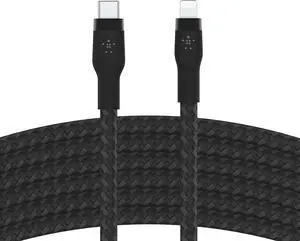 for BoostCharge Pro Flex Braided USB Type C to Lightning Cable (3M/10ft) MFi Certified 20W Fast Charging PD Power Delivery for iPhone 13 12 11 Pro Max Mini SE iPad and More - Black