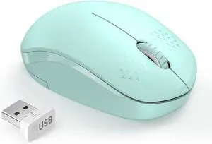 FOR Wireless Mouse 2.4G Noiseless Mouse with USB Receiver - Portable Computer Mice for PC Tablet Laptop with Windows System - Mint Green