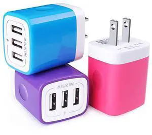 FOR Wall Charger, USB Charger Adapter,  3.1A/3Pack Muti Port Fast Charging Cube Power Charge Base Block Plug Replacement for Phone X/8/7 Plus, Samsung Note9/S9/S8/S7, Kindle Fire and More USB Plug