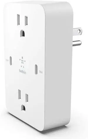 FOR Wall Mount - 2 AC Multiple Outlets & 2 USB C Fast Charger Wall Charger for MacBook Pro iPhone 11/12 Pro Max Galaxy S20+/Note 20 Ultra Home Office Travel & Desktop - White