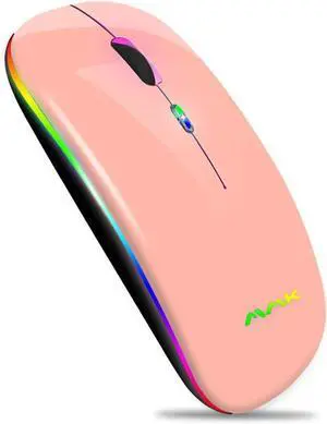 FOR Wireless Bluetooth Mouse for Laptop Rechargeable Mouse 2.4G USB Optical Wireless Mouse LED Slim Dual Mode(Bluetooth 5.0 and 2.4G) Wireless Mouse for Laptop PC Mac OS  Android  Windows(Pink)