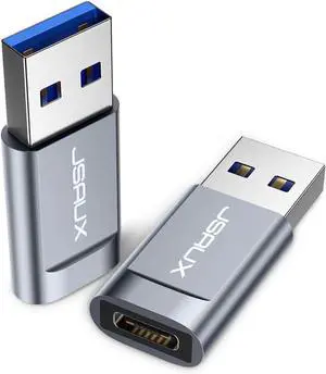 FOR USB-C to USB 3.0 Adapter(2 Pack) JSAUX Type-C Female to USB-A Male Adapter USB C 3.1 Gen 1 Converter Support 5Gbps Work with Laptops Chargers and More Devices with Standard USB-A Ports-Grey