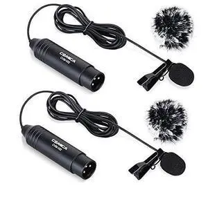 FOR XLR Microphone CVMV02O 2 Pack 59ft Phantom Power Omnidirectional Lavalier Lapel Microphone for Canon Sony Panasonic Camcorders ZOOM H4n H5 H6 Tascam DR40 DR60D DR70D DR100 Recorders