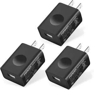 USB Wall Charger 3-Pack 5V 2A Power Adapter Universal Travel Charger USB Plug Cell Phone Charger Block Cube Compatible with iPhone iPad Google Nexus Samsung LG HTC Moto Kindle and More