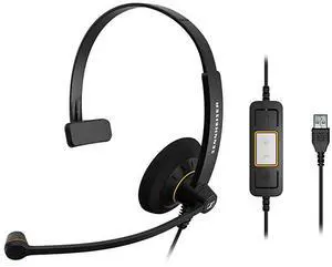 SC 30 USB ML 504546 SingleSided Business Headset | For Skype for Business | with HD Sound NoiseCancelling Microphone amp USB Connector Black